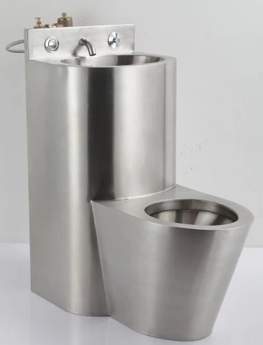 Stainless Steel Jail Toilet Combination With Flushing Valve