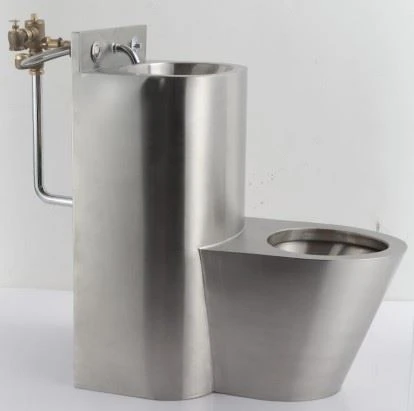 Stainless Steel Jail Toilet Combination With Flushing Valve