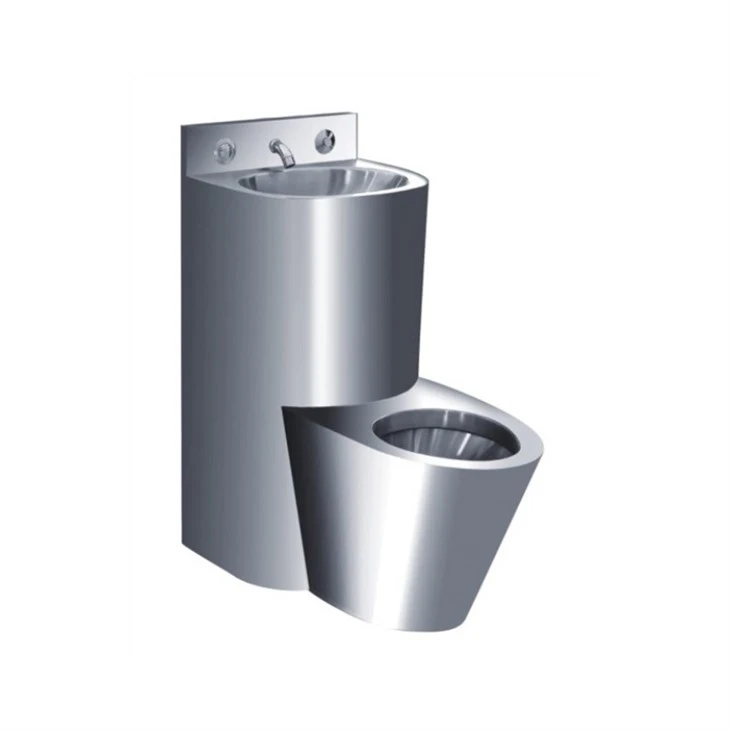 Stainless Steel Jail Toilet Combination With Flushing Valve
